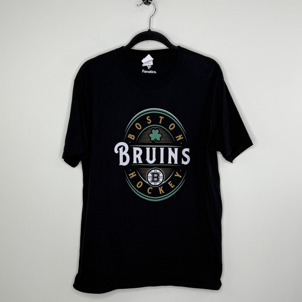 Boston Bruins Men's Fanatics Black Shirt L NHL St. Patrick's Day Lucky Guinness